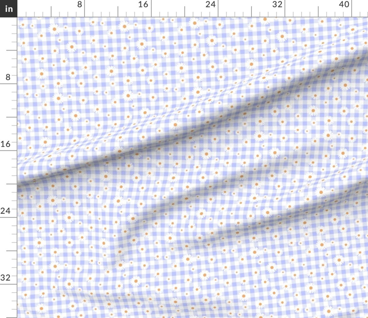 Daisies On Purple Spring Picnic Summer Sweet Cute Lilac Checker Daisy Gingham Custom Printed Fabric by Spoonflower Various Fabrics by the Yard or Fat Quarter